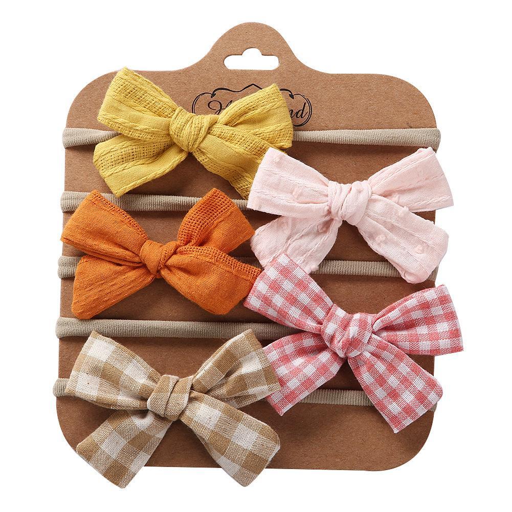 Children's Hair Tie Handmade Bow Hair Band 5pc/set
