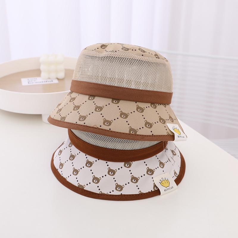 Sunshade Wired Bear Print Children's Mesh Hat