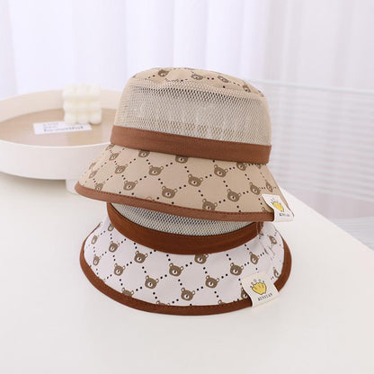 Sunshade Wired Bear Print Children's Mesh Hat