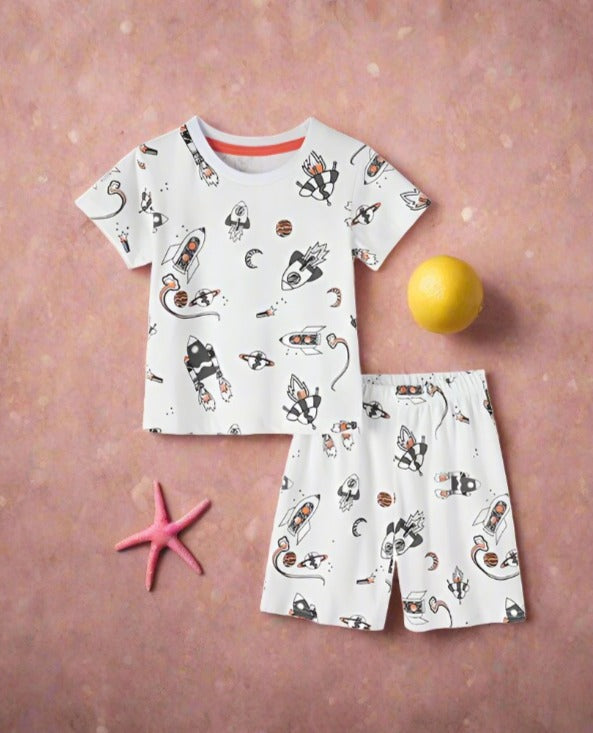 Boys' cotton cartoon short T shorts two piece set