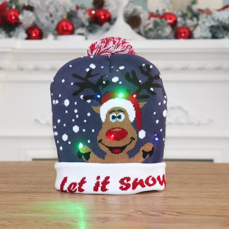 Christmas Decorations Adult Children's Luminous Knitted Christmas Hat