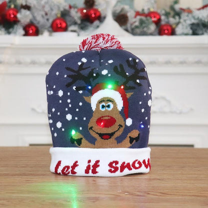 Christmas Decorations Adult Children's Luminous Knitted Christmas Hat
