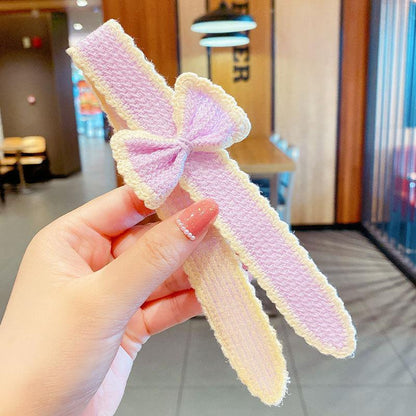 Bow Velcro Hair Hoop Girl's Knitted Wool Hair Accessories