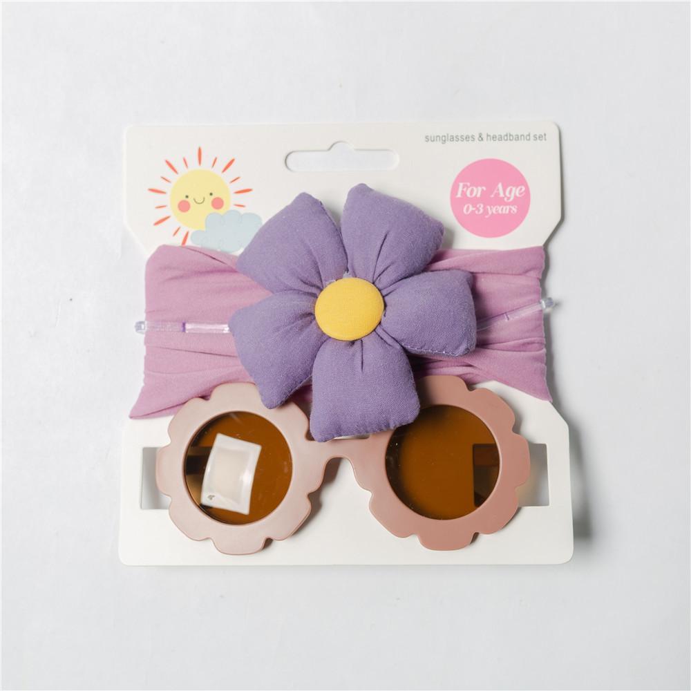 Children's Hair Band Glasses Flower Sunglasses Headband Set