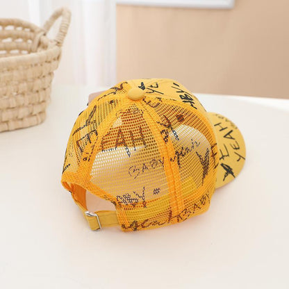 Children Graffiti Print Kids Sunshade Mesh Cap