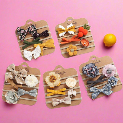 Handmade Bow Hair Band 5pcs/set Stretch Baby Headdress
