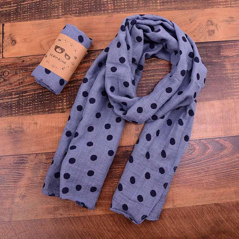 Children's Printed Dot Cotton and Hemp Warm Scarf