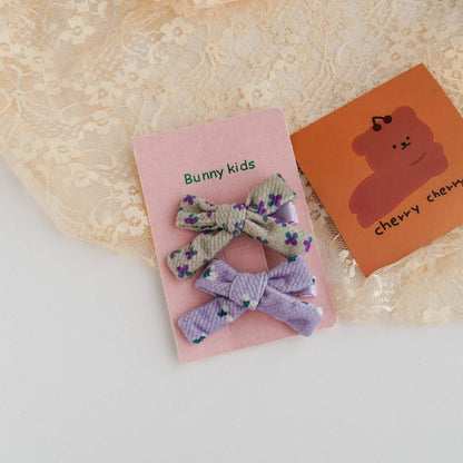 Children's Fabric Bow Floral Hairpin