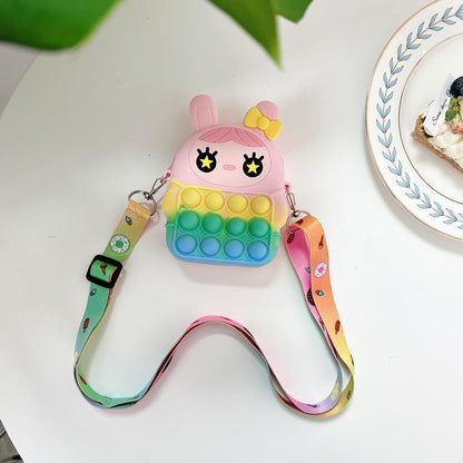 Children's Coin Purse Pink Bow Doll Press Toy