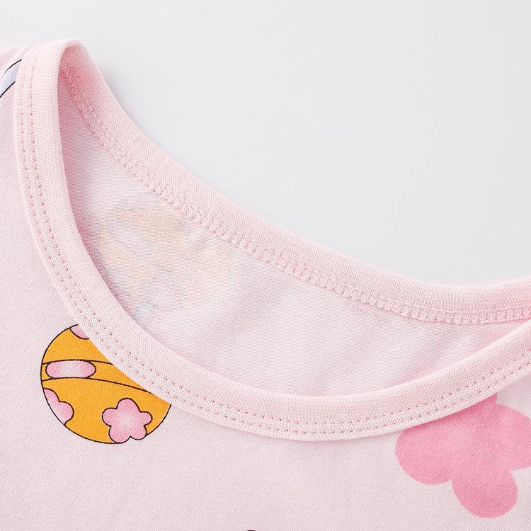 Girls' cartoon cotton short sleeve round neck printed T-shirt