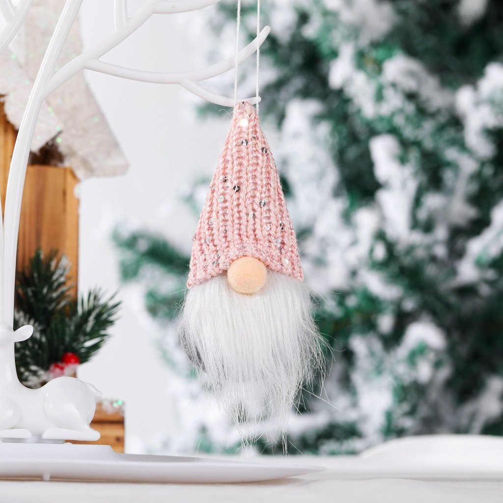 Christmas Decorations Knitted Sequined Pointy Hat Faceless Doll Pendant