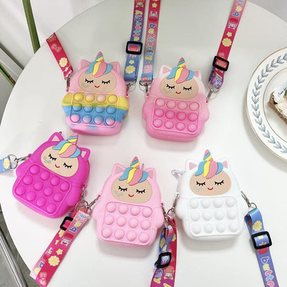 Children's Coin Purse Pink Bow Doll Press Toy