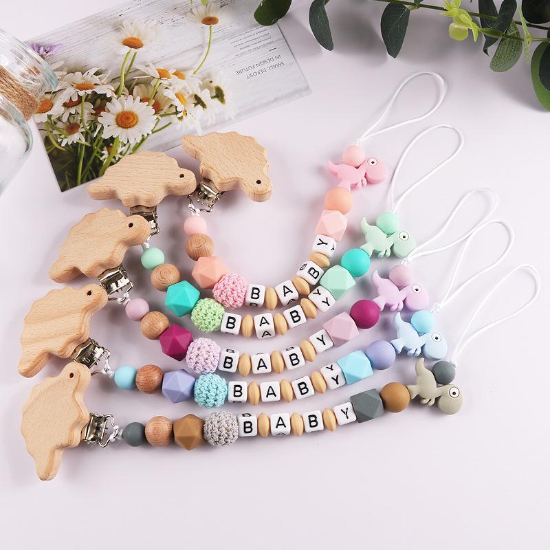 Natural Beech Baby Pacifier Clip Silicone Anti-drop Chain