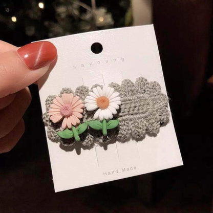Kids Wool Knitted Little Daisy Headdress Hairpin