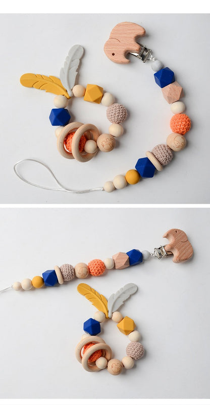 Baby Toys Set | Beech Pacifier Clip and Bracelet