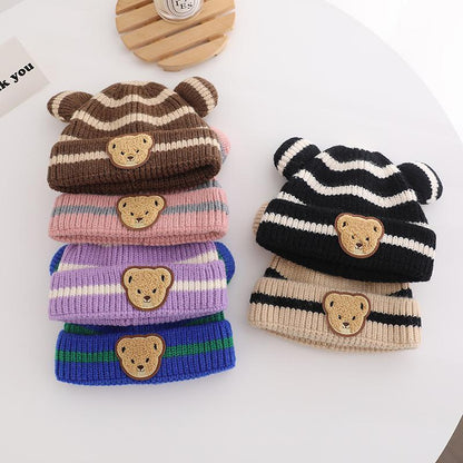 Striped Bear Kids Knit Hat