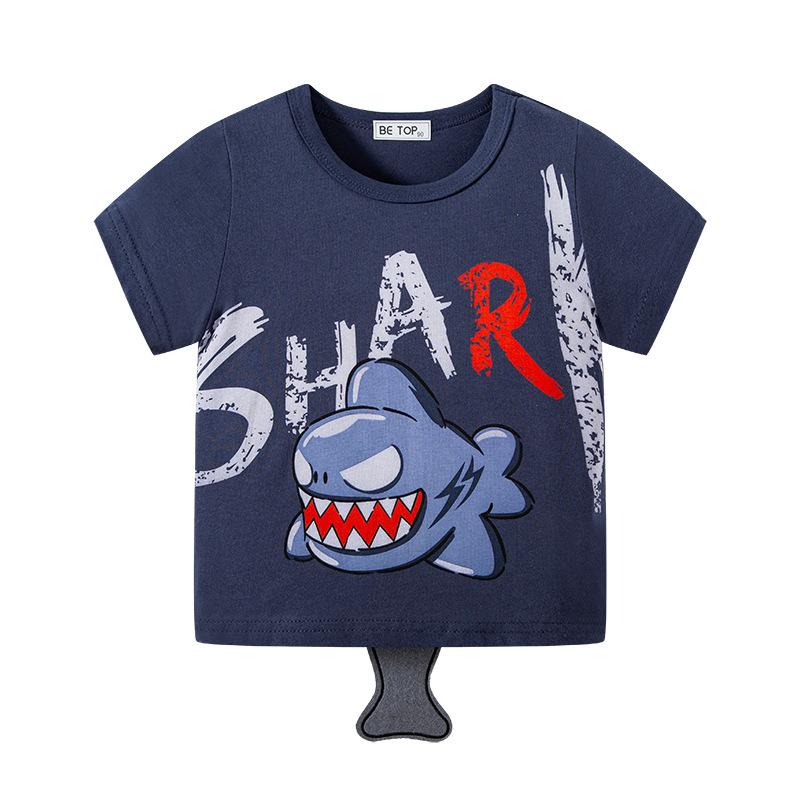 Children's short sleeved T-shirt Cartoon Shark Boys' Top