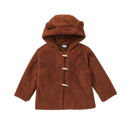 Children's Grain Fleece Hooded Cardigan Coat