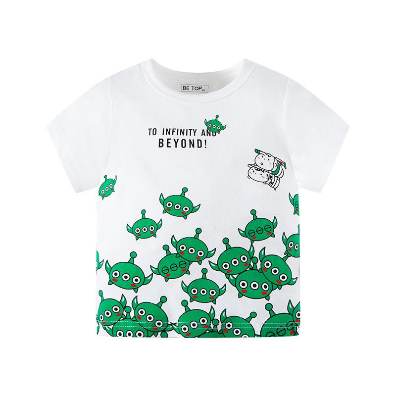 Children's short sleeved T-shirt cartoon printed alien boy baby T-Shirt Top