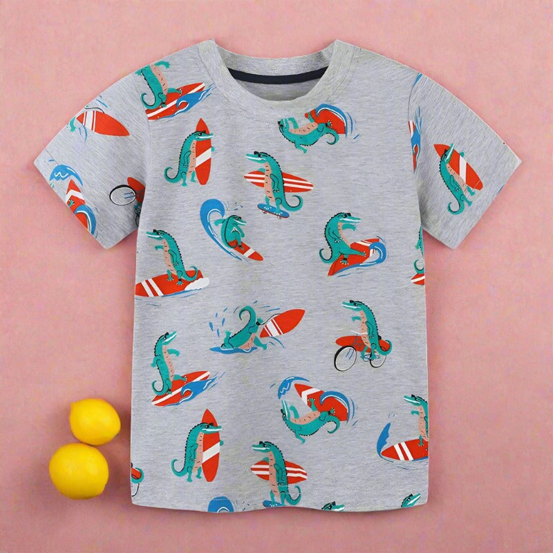 Children's short sleeved T-shirt cartoon printed boys' top