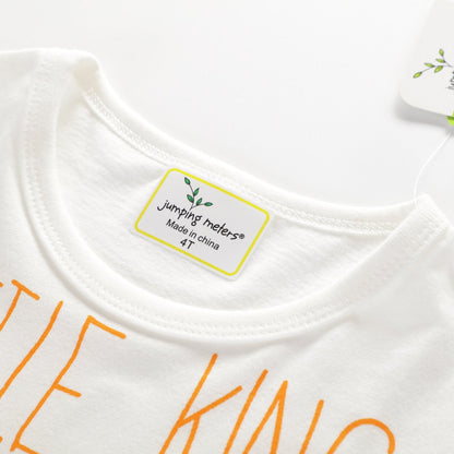 Little lion print round neck cartoon short sleeve T-shirt