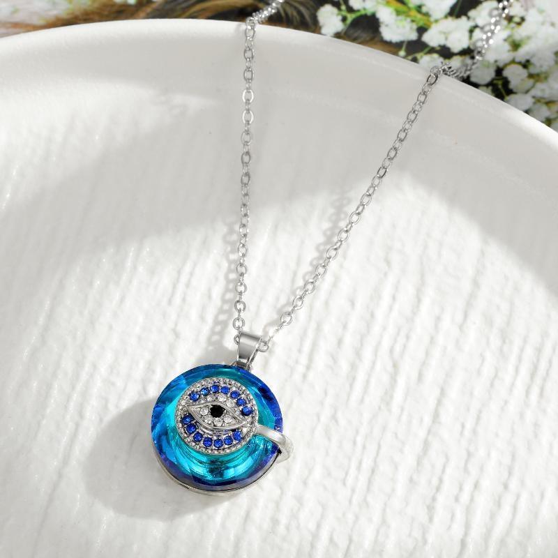 Fashion Round Crystal Blue Evil Eye Necklace