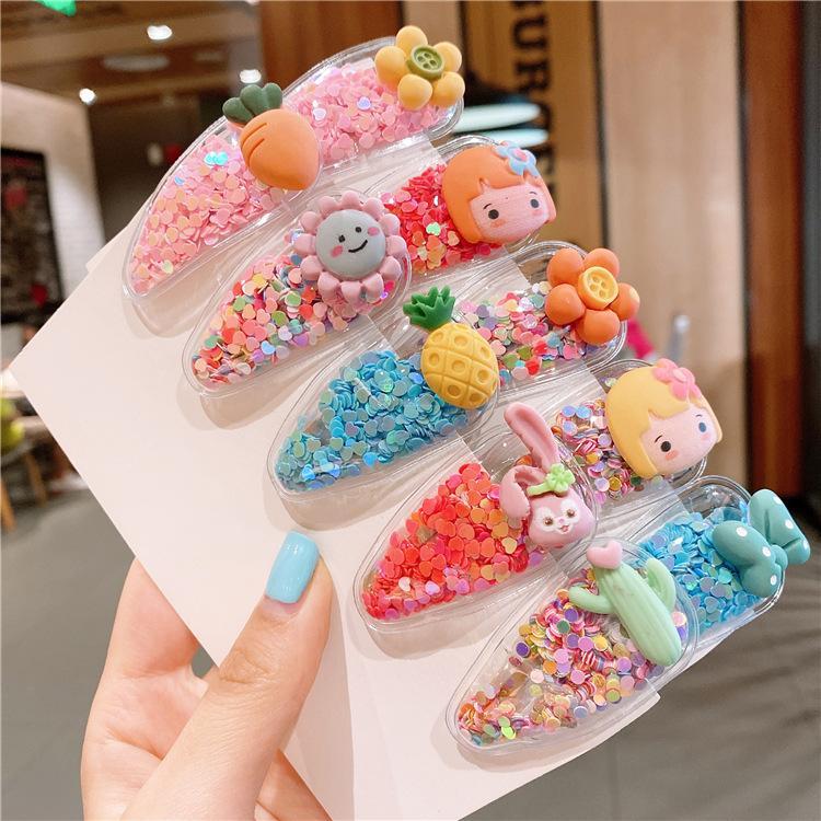 Color Quicksand Transparent PVC Children's Hairpin 10pcs/set