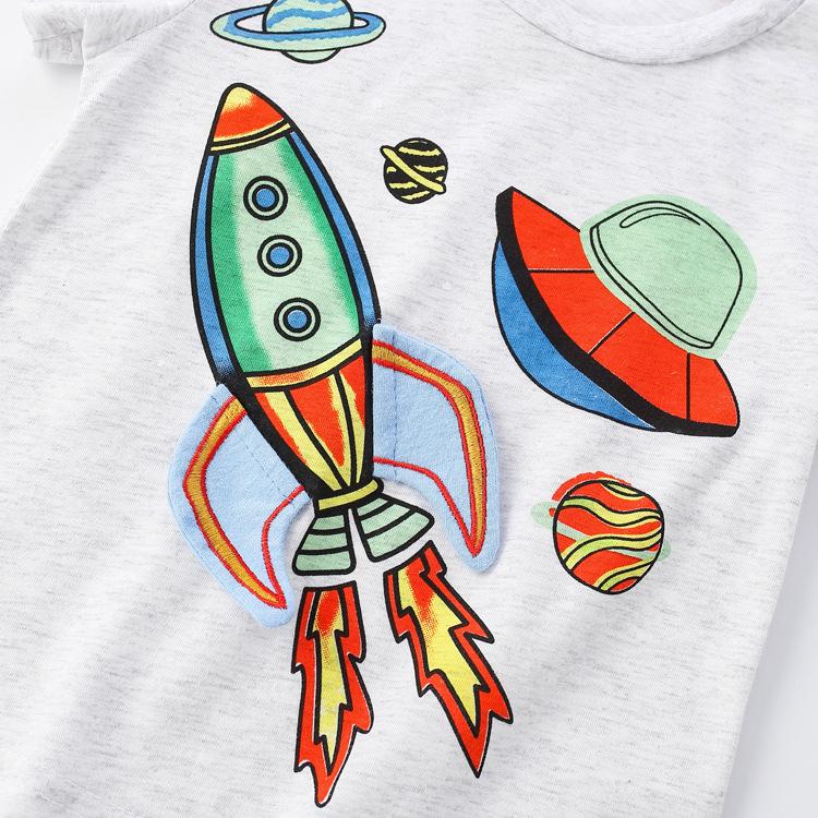 Small and medium-sized boys' cartoon cotton short sleeve round neck T-shirt