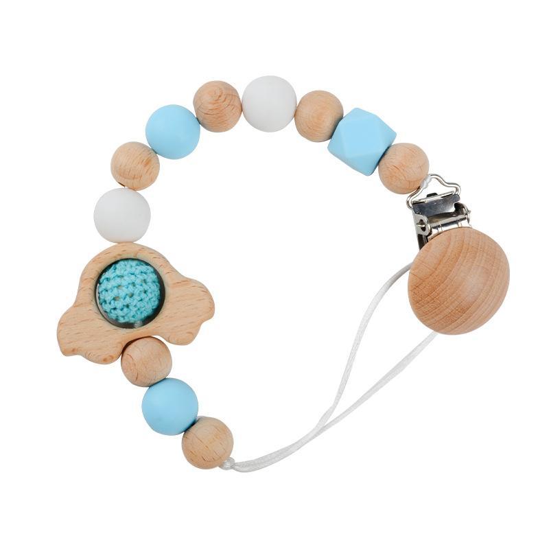 Pacifier Clip Anti-drop Chain Handmade of Beech and Silicone