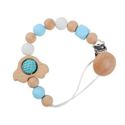 Pacifier Clip Anti-drop Chain Handmade of Beech and Silicone