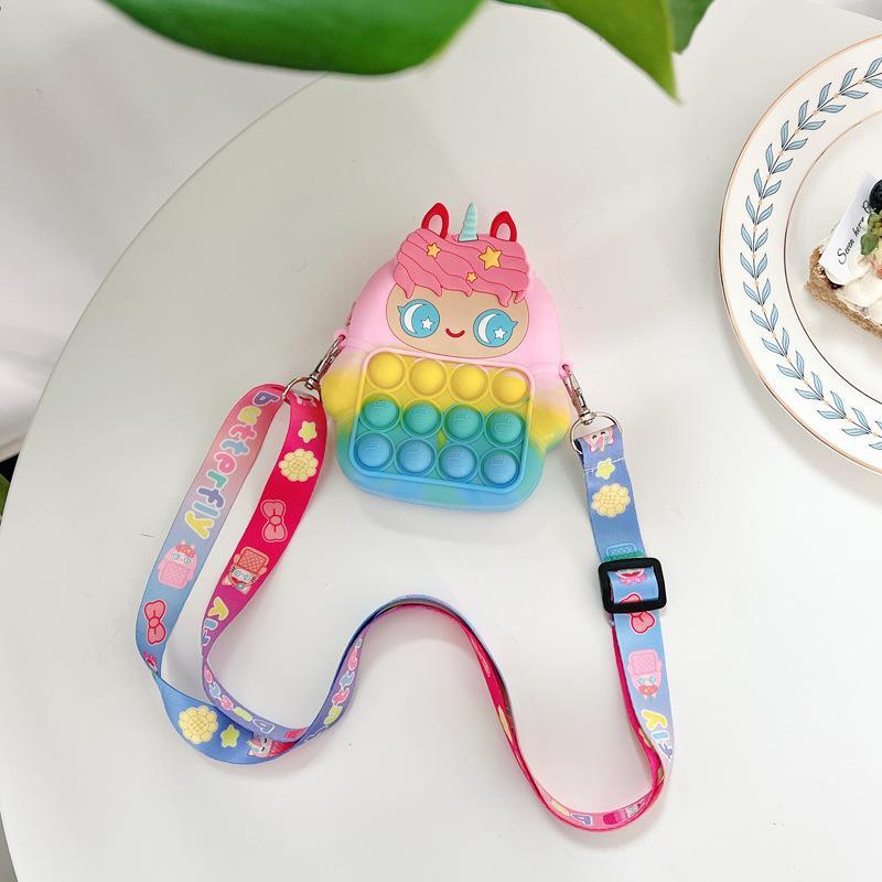 Children's Coin Purse Pink Bow Doll Press Toy