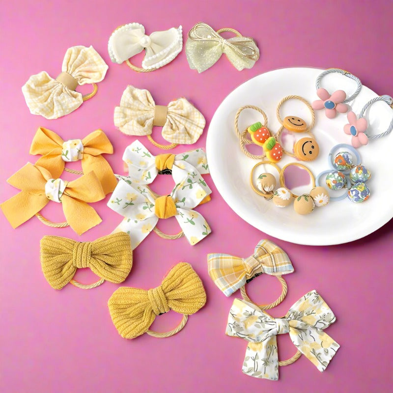 Children's Color Bow Hair Rope High Elasticity