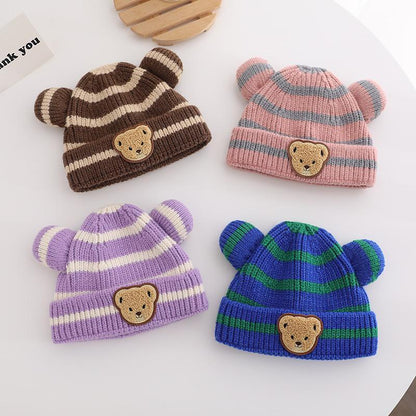 Striped Bear Kids Knit Hat