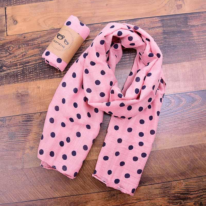 Children's Printed Dot Cotton and Hemp Warm Scarf