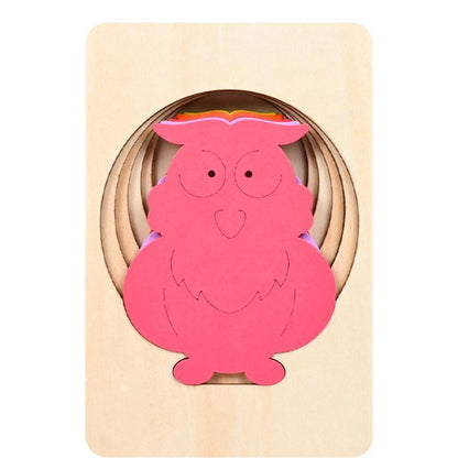 Children's Cartoon Five-layer Animal Rainbow Puzzle Wooden Toy