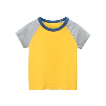 Children's short sleeved T-shirt sleeve solid color no pattern