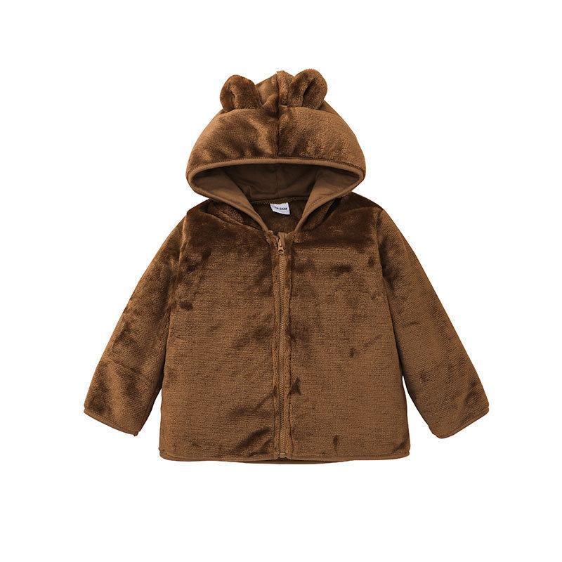 Children's Hooded Zip Shirt Solid Color Coat