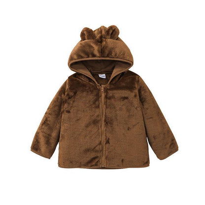 Children's Hooded Zip Shirt Solid Color Coat