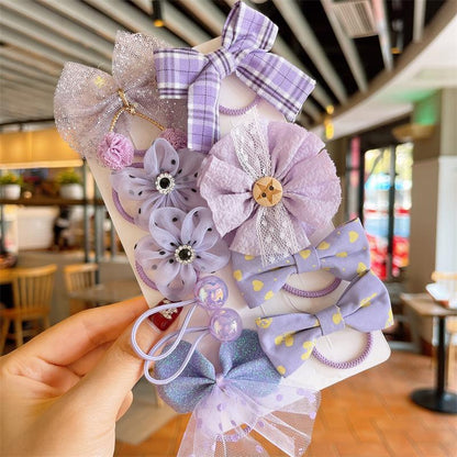 10pcs/set Kid's Rubber Band High Elastic Bow Flower Hair Tie