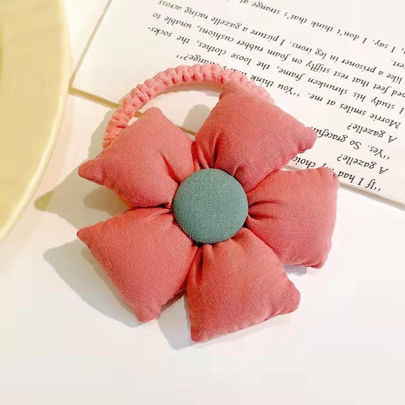 Girl's Big Flower Thick Rubber Band Fabric Hair Ring