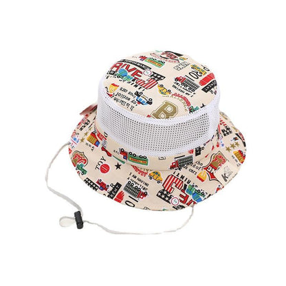 Cartoon Car Print Children's Breathable Sunshade Mesh Hat