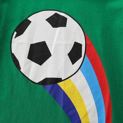 Knitted cotton short sleeve T-shirt round neck printed Soccer T-shirt for children