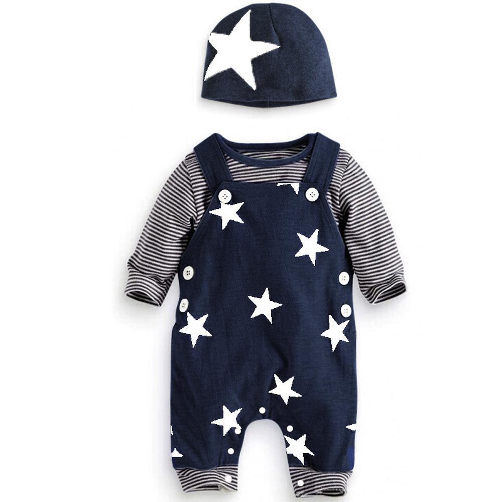 Top Striped Tee Strap Pants Children's Suit