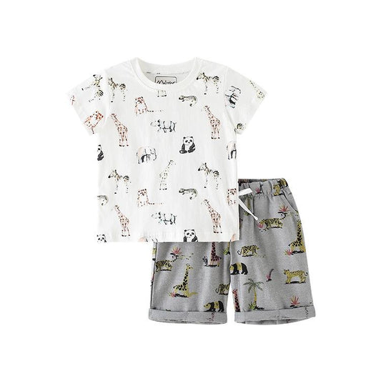 Children's short sleeved shorts two piece set