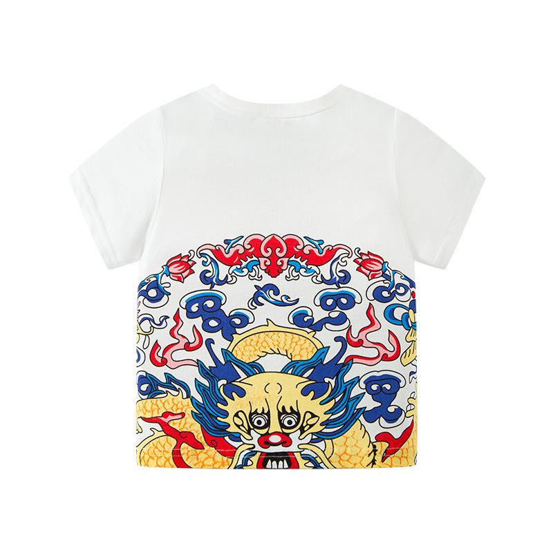 Children's short sleeved T-shirt Dragon Robe auspicious pattern boys' top