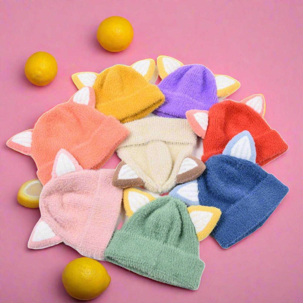 Cartoon Children's Cat Ear Knitted Hat Warm Plush Hat