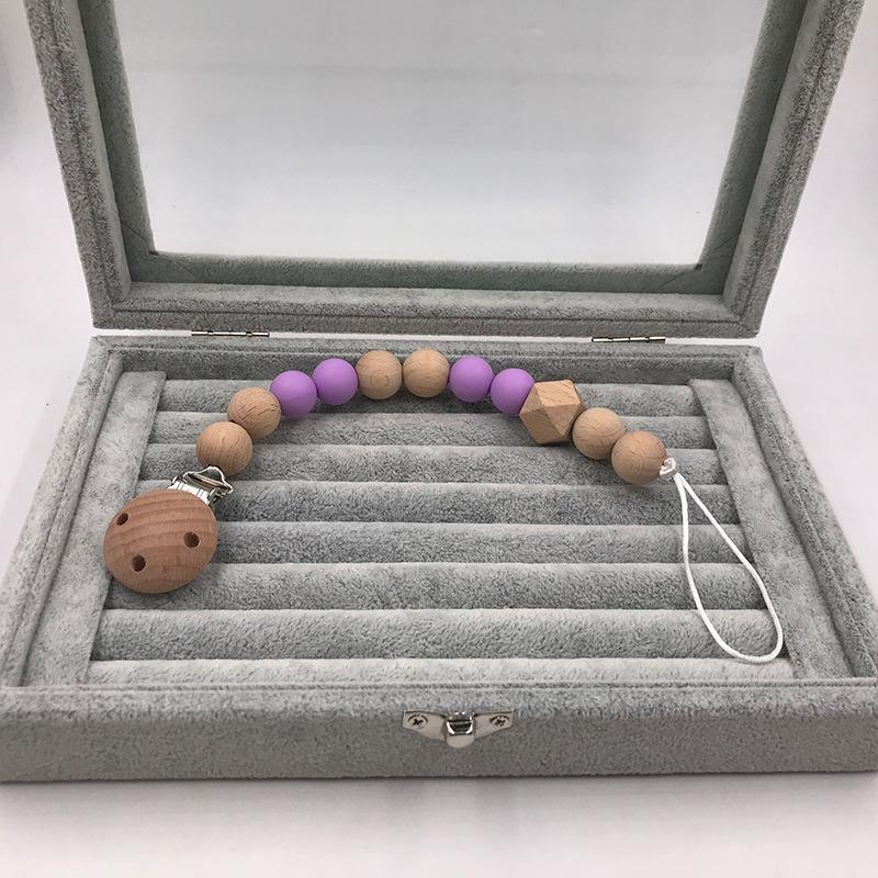 Baby Wooden Pacifier Clip Teether Anti-falling Chain