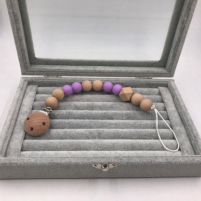 Baby Wooden Pacifier Clip Teether Anti-falling Chain