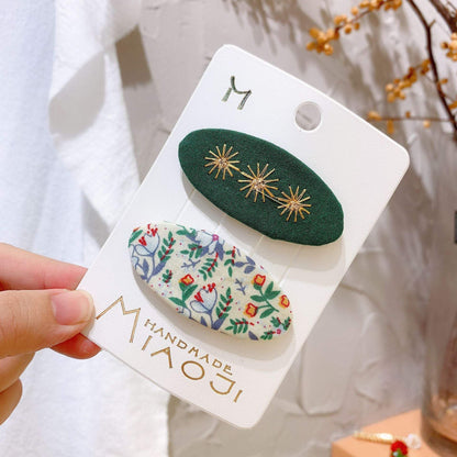 Embroidered Children's Oval Hairpin Two-piece Set