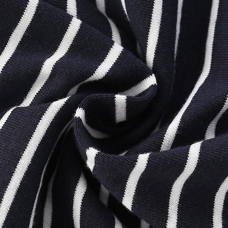 Children's handsome stripe cartoon cotton short sleeve round neck T-shirt